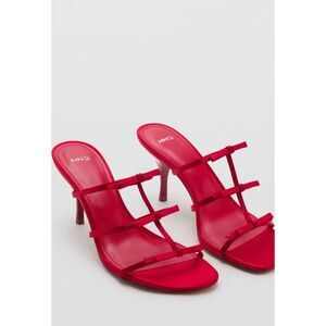 Mango Strappy Heels Satin Straps with Bow Details, New with Box, Size 38 (7.5)